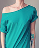 t-shirt damskie Szafirowy Oversize Bez nadruku