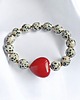 bransoletki z kamieni naturalnych Jaspis dalmatyński i serce : CZERWIEŃ : bransoletka na gumce