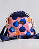 torebki mini Granatowa listonoszka z kominem z weluru w figi handmade, unikat