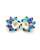 kolczyki z masy plastycznej Kolczyki-sztyfty stokrotki, borówki i niezapominajki handmade