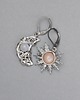 kolczyki wire wrapping Asymetryczne kolczyki księżyc i słońce kamień księżycowy i słoneczny