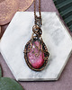 wisiory Miedziany wisiorek wire wrapping z różowym agatem #225