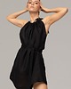 sukienki midi damskie Lniana sukienka elegancka mini - Amalfi Czarny