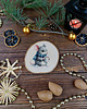 ozdoby choinkowe Brzozowa podkładka pod kubek, świąteczna zawieszka - zimowa myszka