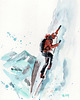 grafiki i ilustracje Wspinaczka, zima, góry. Akwarela ręcznie malowana