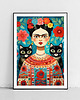 plakaty Plakat Portret Fridy z Kotami