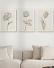 plakaty Zestaw 3 stylowych plakatów w stylu Boho, kwiaty, rośliny, liście, line art.