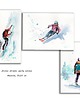 grafiki i ilustracje Sporty zimowe, zima, góry. Akwarela ręcznie malowana. Zestaw 3 szt