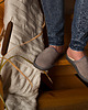 buty męskie Pantofle męskie z wełną i z naturalnego zamszu szare