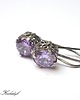 kolczyki wire wrapping Koronkowe-lawenda