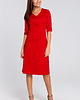 sukienki midi damskie Sukienka dzianinowa z dekoltem-czerwona(S-153)