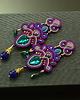 kolczyki soutache Fioletowo morskie kandelabrowe kolczyki sutasz