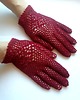 rękawiczki damskie Bordowe koronkowe rękawiczki