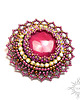 broszki Fleur magenta, broszka z jadeitem, beading, haft