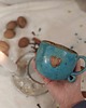 kubki Kubek ceramiczny z serduszkiem turkusowy,  Hand made