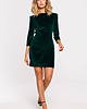 sukienki mini damskie Sukienka welurowa-zielona(M-637)