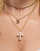 złote naszyjniki Łańcuszek z krzyżem z perłami Pearl Cross