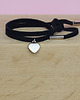 bransoletki skórzane mini black/colour silver heart love