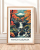 grafiki i ilustracje PLAKAT japoński, Kusama ilustracja, góra, las , natura , wodospad