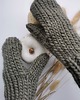 rękawiczki damskie WOOLY wełniane rękawiczki na drutach- szałwia