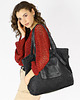 torby na ramię Torebka pleciona damska skórzany shopper bag -czarna