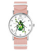 zegarki damskie Zegarek - Zielony żuczek - brzoskwiniowy róż