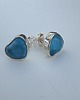 kolczyki srebrne Kolczyki sztyfty srebrne ze szkłem morskim