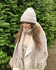 czapki damskie Zestaw czapka szalik miękka i ciepła wełna ozdobne frędzle handmade