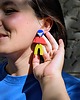 kolczyki z masy plastycznej Kolczyki wiszące kobaltowe czerwono oliwkowe