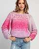 swetry damskie  Sweter ażurowy o grubszym splocie chunky knit F1976 różowy