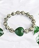 bransoletki z kamieni naturalnych Jaspis dalmatyński i serce : ciemna zieleń : bransoletka na gumce