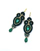 kolczyki soutache Kolczyki sutasz złoto zielone eleganckie z kryształkiem Rosalia