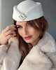 fascynatory Toczek filcowy / fascynator biały