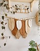 makramy Makrama Ikar  L, plecione beżowe pióra liście, dekoracja w stylu boho