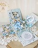 kartki, zaproszenia na chrzest Exploding box na chrzest, roczek, narodziny "BlueFlowesBoy 1"GOTOWY