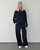 komplety damskie Aba komplet oversized kangurka i szerokie spodnie wide leg  Navy