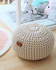 pufy do siedzenia Pufa jasny ecru bawełniana okrągła handmade