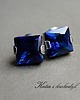 kolczyki wire wrapping Cubist  cyrkonie szafirowe - sztyfty