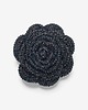 broszki Broszka róża XL - czarna z miedzianą błyszczącą nitką