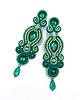 kolczyki soutache Queen zielone ze złotem wieczorowe długie kolczyki sutasz