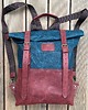 plecaki Plecak czerwono-niebieski ze skóry i bawełny A4.