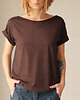 t-shirt damskie Brązowy Zgaszony Oversize Bez Nadruku