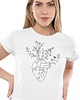 t-shirt damskie Koszulka kwiaty line art rośliny natura serce