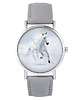 zegarki damskie Zegarek - Biały koń biegnący - skóra, szary