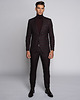 spodnie męskie Eleganckie spodnie męskie naro bordo w kratę slim fit