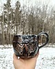 kubki Unikatowy duży kubek ceramiczny Ćma, czarno miedziany