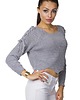 swetry damskie  Sweter - crop ze sznurowaniem