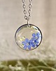 wisiory Wieczne kwiaty srebrny wisiorek prawdziwe kwiaty naszyjnik niezapominajki