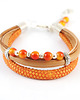 bransoletki - inne Bransoletka - Orange - rzemienie, koraliki