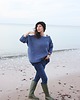 swetry damskie  Sweter handmade oversize  blue z wełną